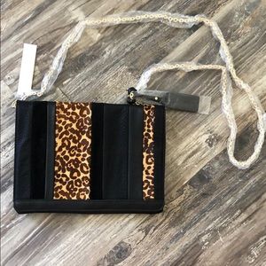 Leaopard and black clutch / crossbody
